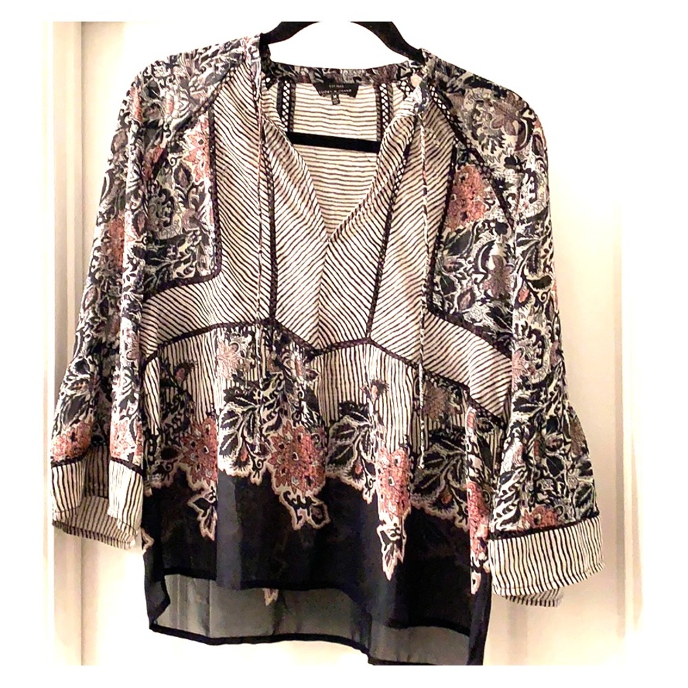 Lucky sheer black and white striped pattern shirt